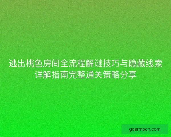 逃出桃色房间全流程解谜技巧与隐藏线索详解指南完整通关策略分享