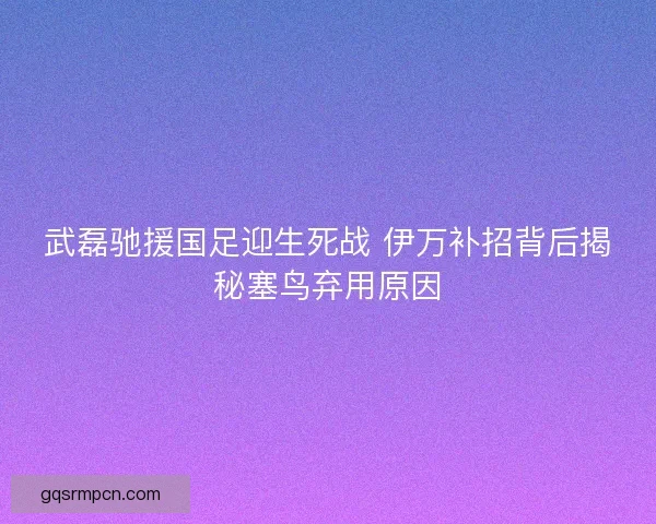 武磊驰援国足迎生死战 伊万补招背后揭秘塞鸟弃用原因
