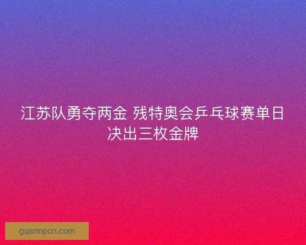 江苏队勇夺两金 残特奥会乒乓球赛单日决出三枚金牌